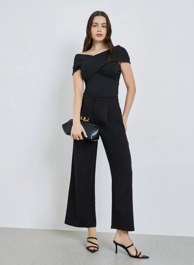 ستايلي بلوزة محبوك ضيق بكتف واحد